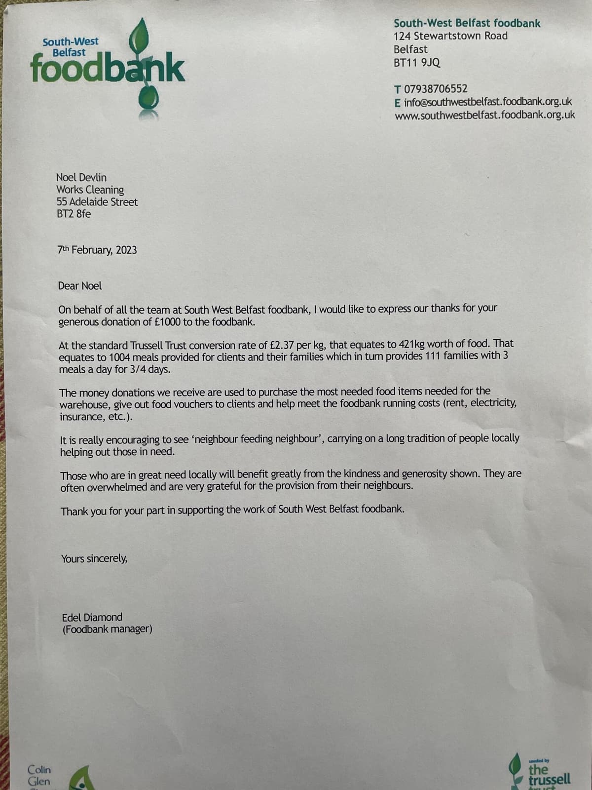 Works Cleaning Services Letter To Community Dementia Care NI
